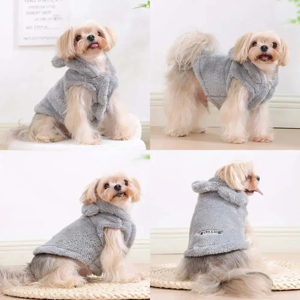 Soft Fleece Pet Dog Clothes Cute Hoodie Coat for Small Medium Dogs Cats Autumn W